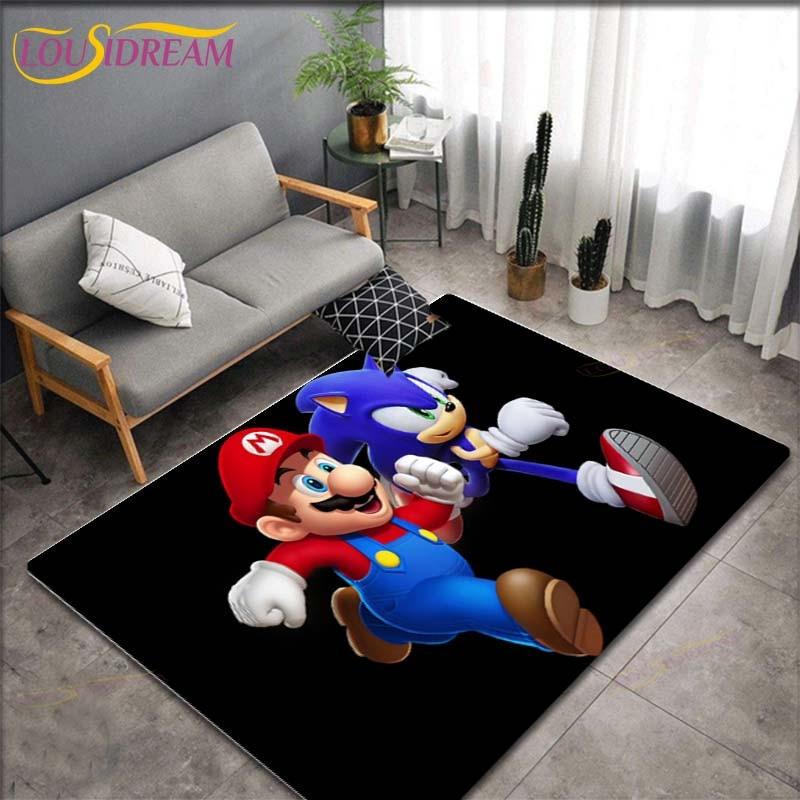 Tapetes com Padrão Anime Mario Bros para Sala de Estar Tapete de Área Antiderrapante Tapetes para Quarto de Crianças Tapete de Yoga Tapete Grande Decoração