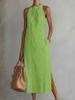 2026 European and American New Summer Temperament Casual Vacation Solid Color Lace Splicing Sleeveless Dress Women's Clothing