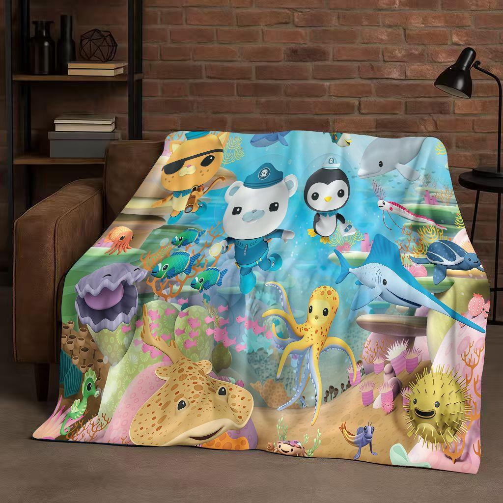 Süße Octonauts Barnacles Cartoon Flanelldecke, Ultraweiche Warme Plüschdecke für Zuhause Schlafzimmer Bett Sofa Abdeckung Büro Reise Kind
