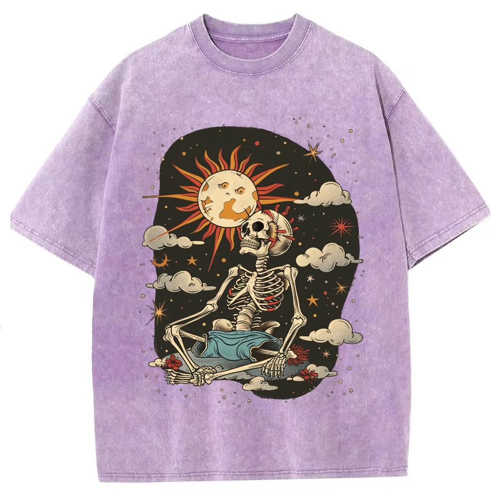 

Мужские футболки с принтом в виде черепа и солнца в винтажном стиле, уличный хип-хоп, ретро, панк, готика, харадзюку, повседневные, хлопковые, с коротким рукавом 3XL