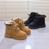 Autumn and Winter Fashion Children's Martin Boots, Girls' Boots, Boys' Cotton Boots, Fleece-lined Yellow Boots, Warm Cotton Shoes