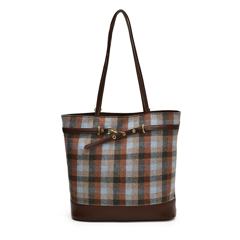 Commuter Bag New Autumn and Winter Tide Fashion Casual Large Capacity Underarm Women's Fashion Plaid Tote Bag