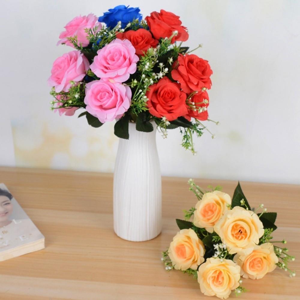 High Quality 5 Heads Real Happy Flower Silk Photography Photo Gift Natural Simulated Rose Buds Haitang Flower Home Decorative