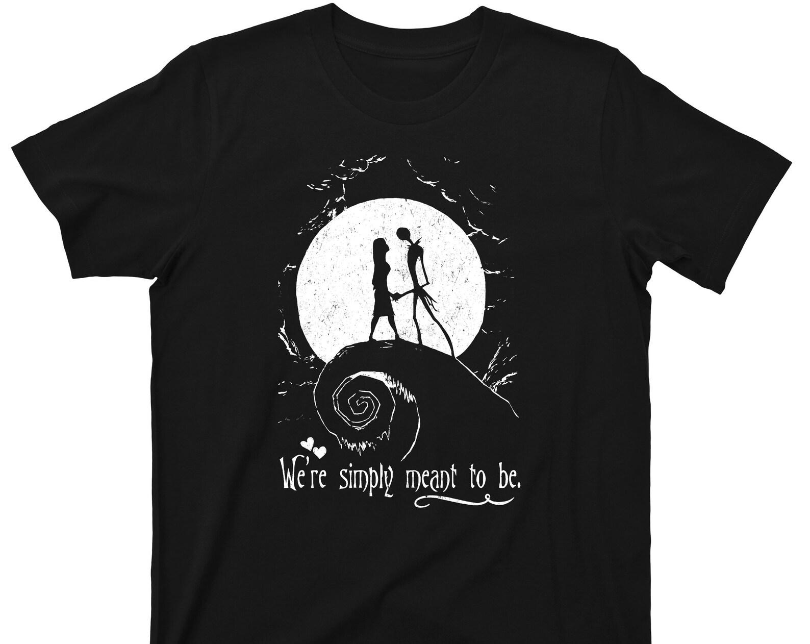 Jack And Sally - We re Simply Meant To Be T Shirt - Nightmare Before Christmas Graphic TShirt M