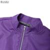 ZANZEA Women Casual Zipper Stand Collar Summer Short Sleeve Dress