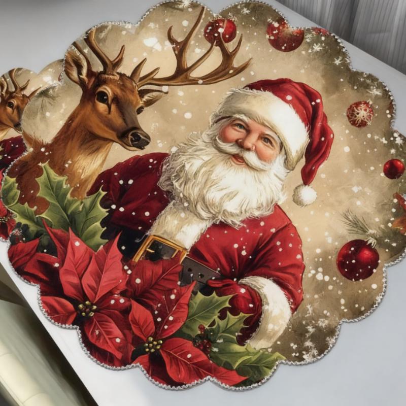 Cappello di Natale Renna Tappetino da Tavolo Assorbente Antiscivolo - Tovaglietta Antimacchia e Antispruzzo