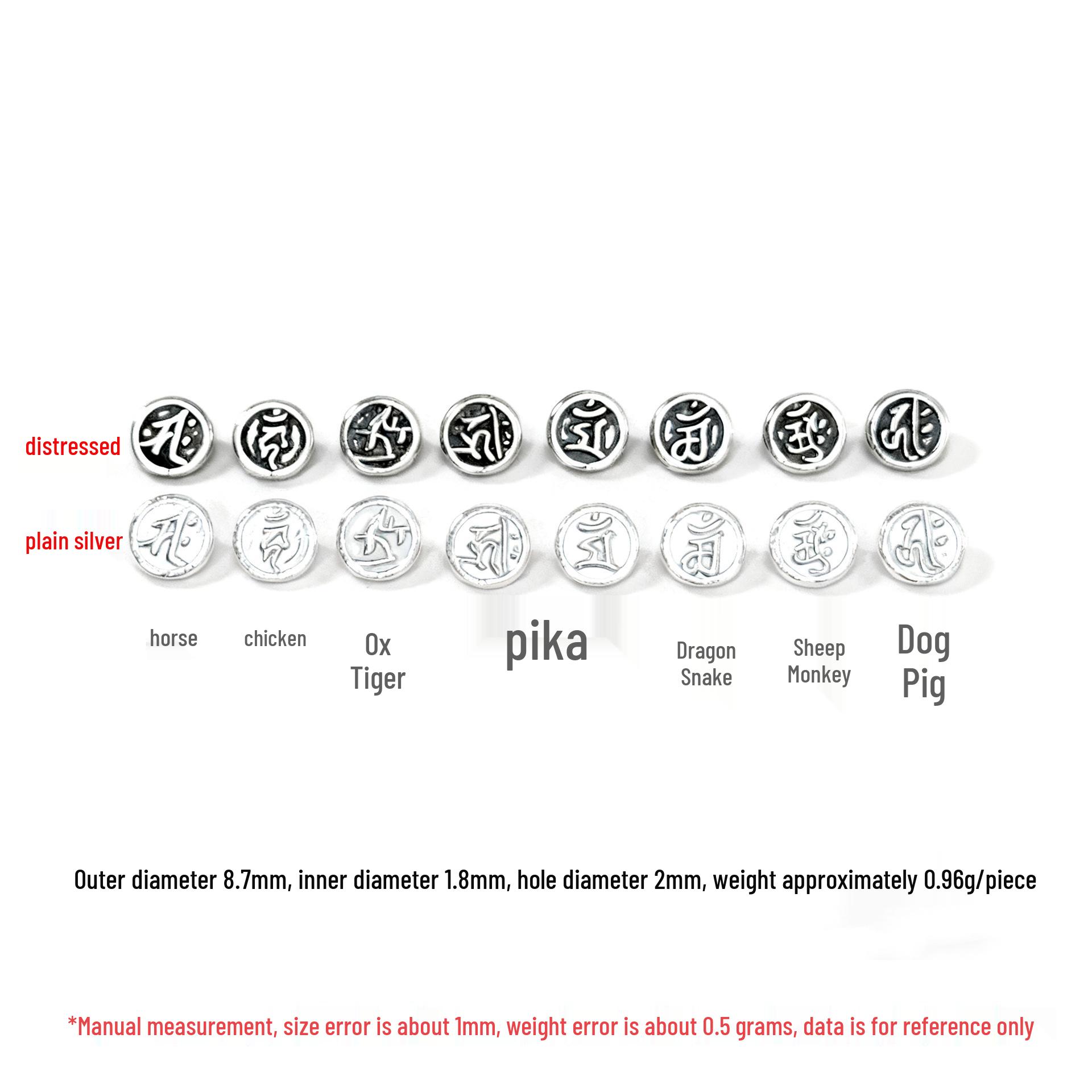 Sterling Silver 999 Retro Twelve Zodiac Guardian Buddha Bracelet with Thai Silver Button and Red Rope Rabbit