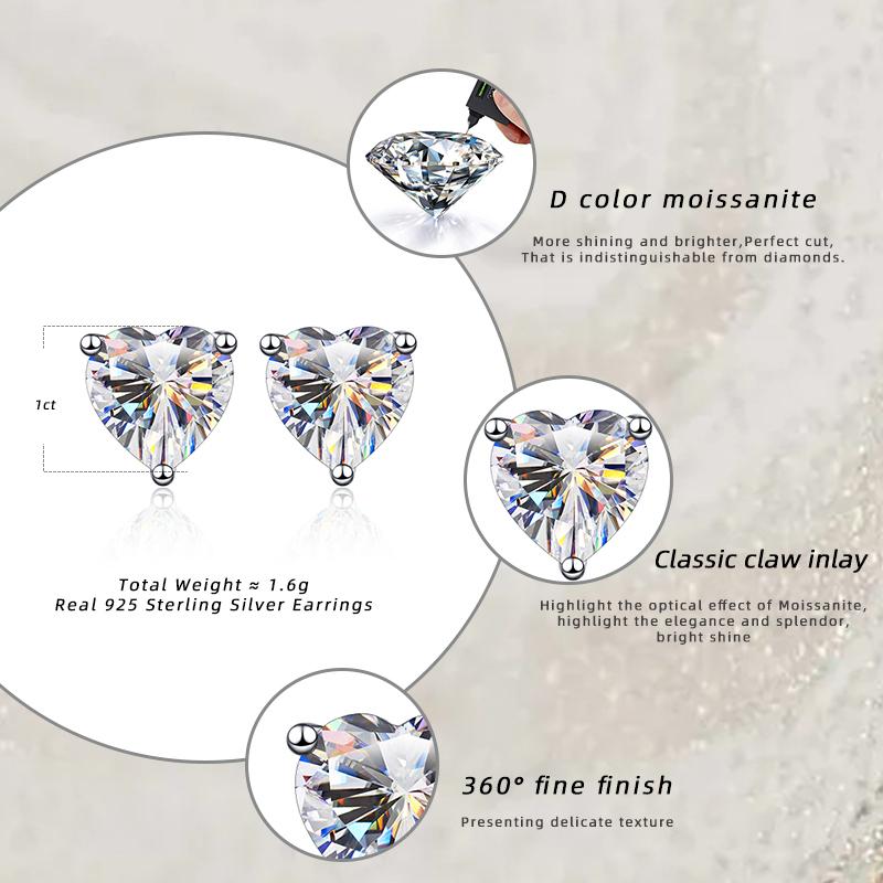 Bague Ringen Cerceu simplu din argint 925, 1/2CT, tăiat cu inimă reală, Moissanite, cu diamant, pentru nuntă, pentru femei, cadou de bijuterii