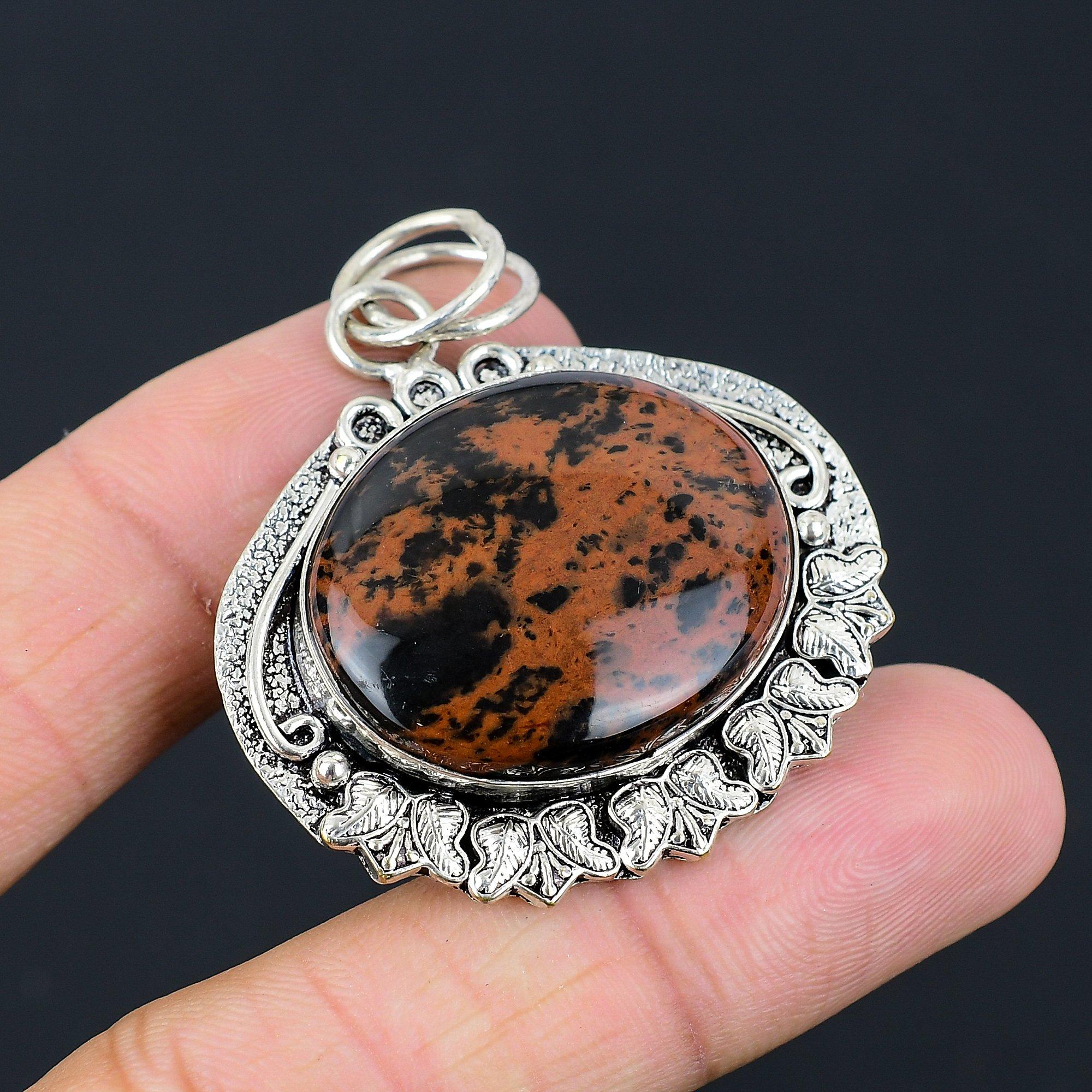 Daughters Day Sale Mahogany Obsidian Gemstone Artisan Pendant Jewelry 925 Silver