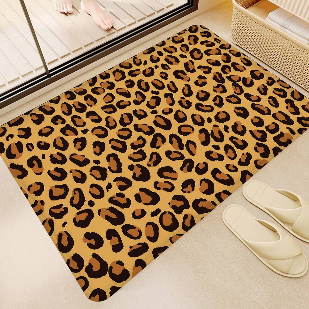 Fashion Leopard Print Bathroom Mat Kids Room Bedroom Decoration Balcony Anti-Slip Doormat Living Room Welcome Rug