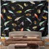 Fishing Lures Pattern on Black Background Pattern Wall Hanging Tapestry Decorative Tapestry Home Decor for Bedroom and Living Room