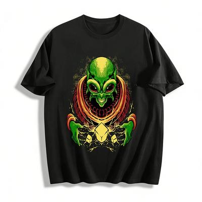 Alien kontrolliert Energie-Steine Grafikdruck T-Shirt Reines Baumwoll-T-Shirt