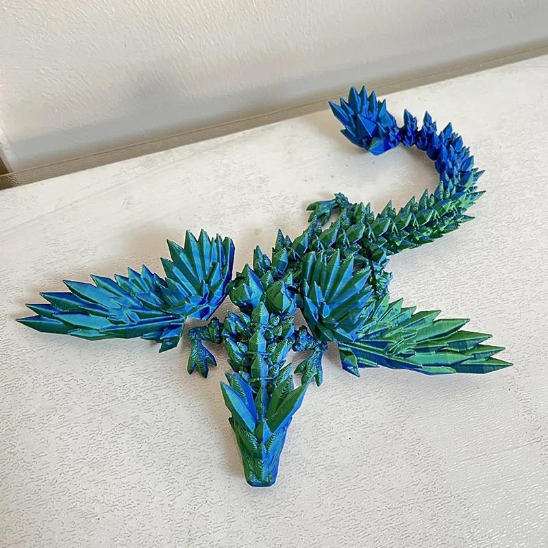 3D Printed Flying Dragon Articulated Dragon Western Style Joint Movable Dragon Model Home Desktop Craft Ornament