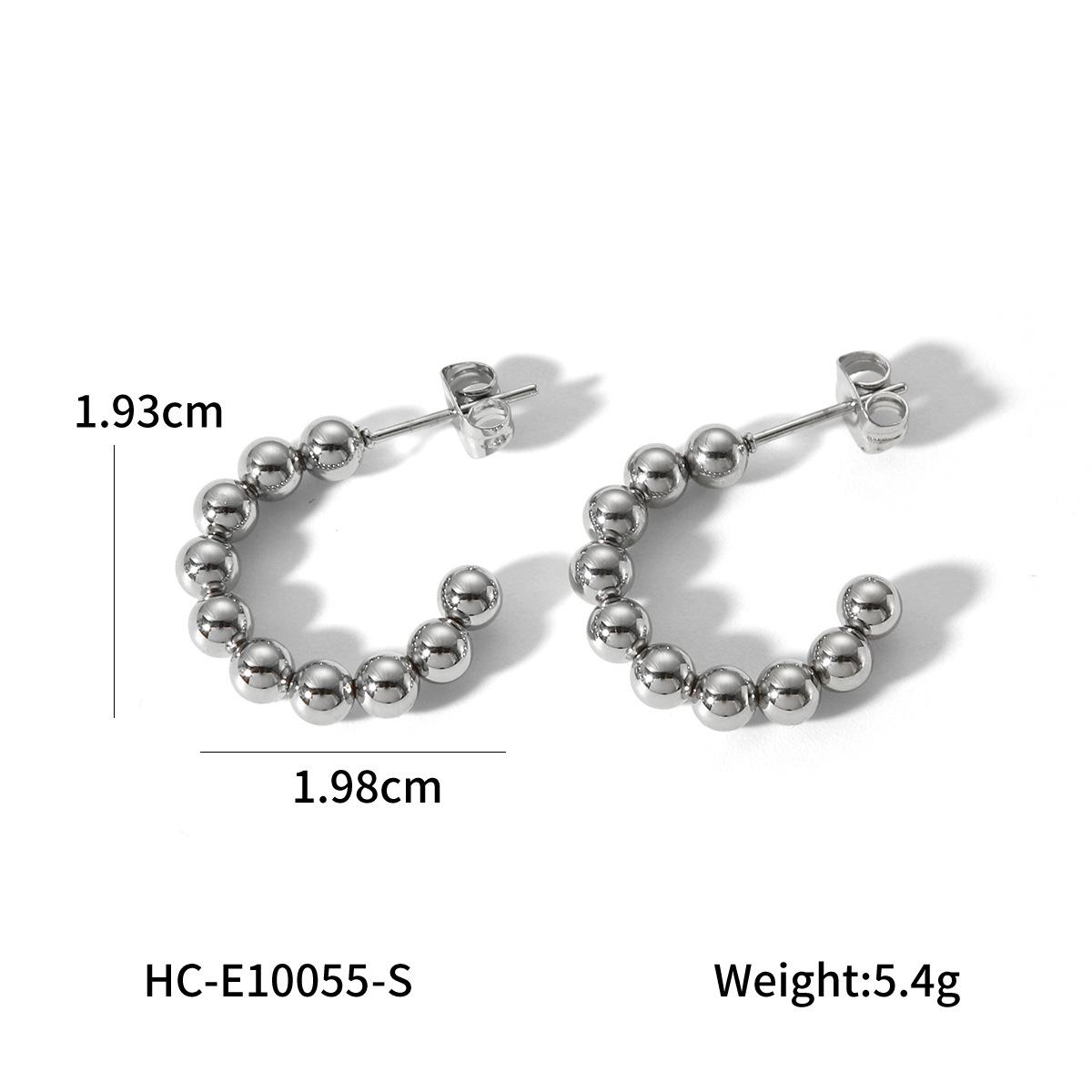 INS Style Matching Pom Pom Titanium Steel Earrings, Women s Versatile Trendy Ear Studs, Non-fading Round Ear Jewelry серебряный