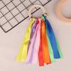Colorful Ribbon Dance Props Rainbow Silk Wooden Ring Bells Hand-Shaken Bells For Kindergartens