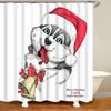 Süßer Sibirischer Husky Duschvorhang Weihnachtlicher Duschvorhang Set Husky Hund Welpe Badezimmervorhang Haustier Hunde Weihnachten Heimdekoration