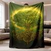 1pc Bohemian Tree of Life Flannel Blanket - Soft Lightweight Throw Suitable for Couch, Bed, Travel | Ultrasound-Pleated Multicolor Bedspread | Cozy Wa