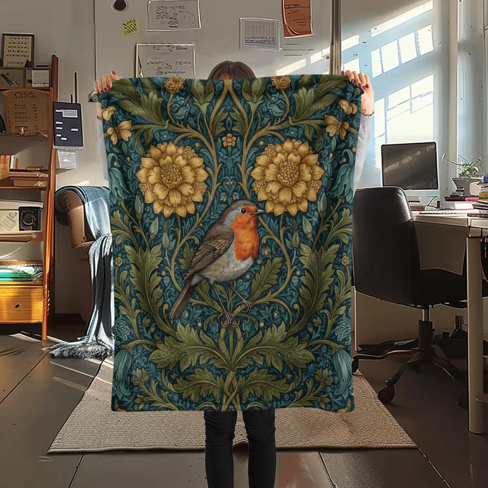 

1PC Arts and Crafts Print FlAannel Blanket, High quality Comfortable for All Seasons, Home Decor, Warmth and Comfort 80cm x 120cm