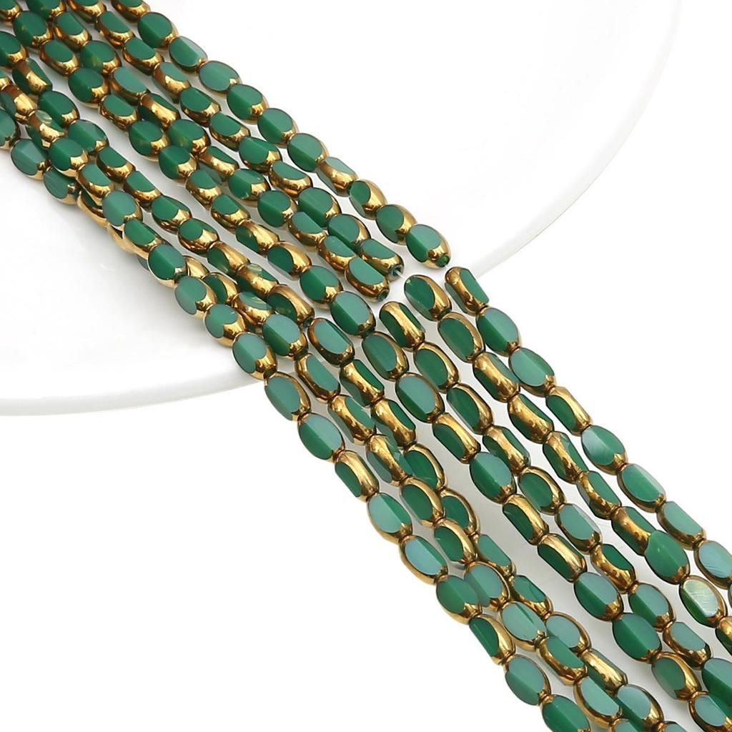 Oval Faceted Gold-Edged Glass Crystal Rice Beads for Jewelry Making