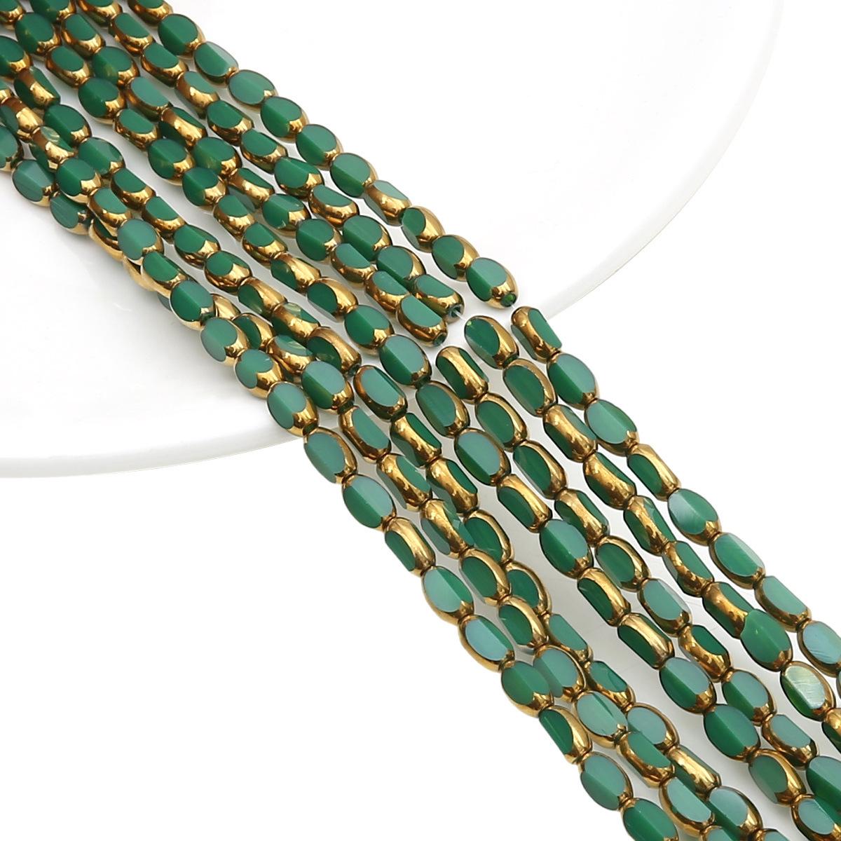 

Овальные ограненные стеклянные кристаллы с золотистой окантовкой, в форме рисовых зерен, для изготовления украшений