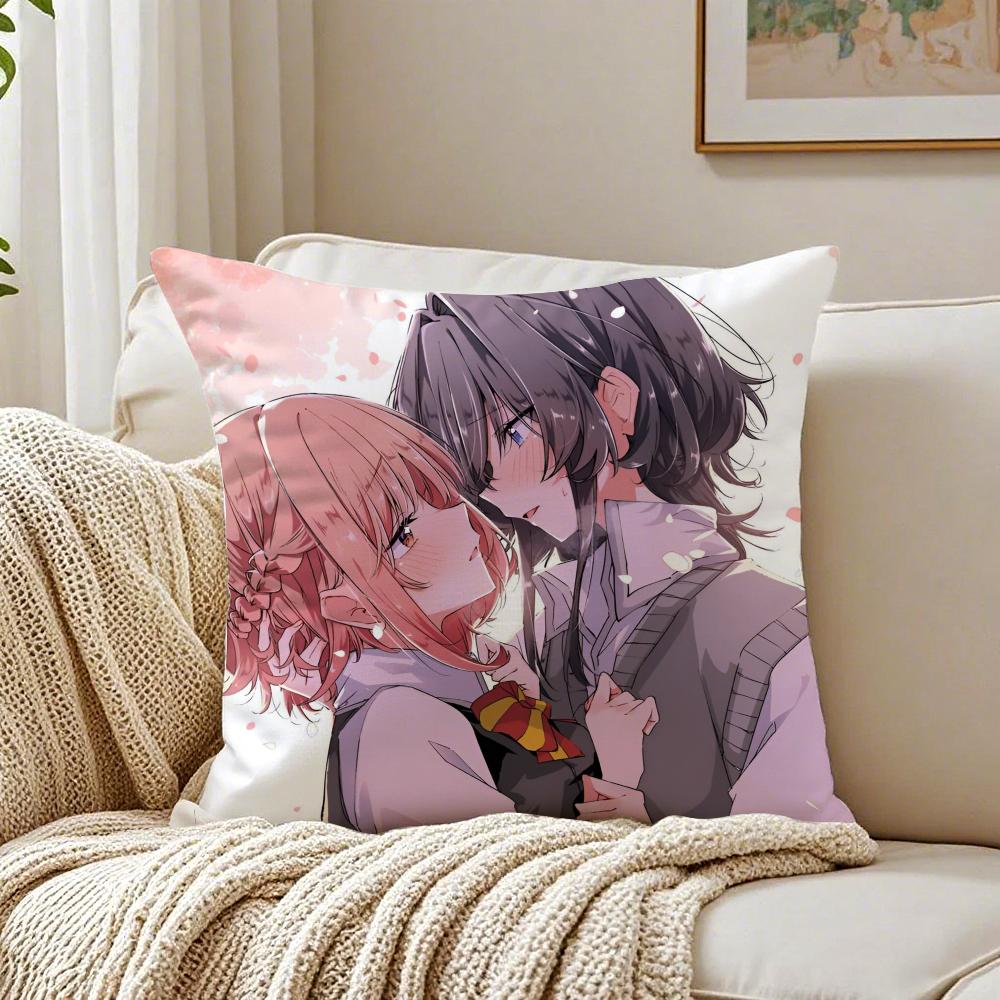 Süße Yuri Anime HHikikomari Kyuuketsuki no Monmon Kissenbezug Kissenbezug Milbenschutz Wohnzimmer Sofadeko Kissen Zimmer