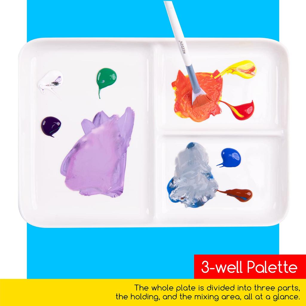 MEEDEN Ceramic Watercolor Palette, Suitable for Watercolors, Acrylics, and Gouache. Easy To Clean, Use, and Carry. 25 X 18 Cm. Ideal for Students, Beg