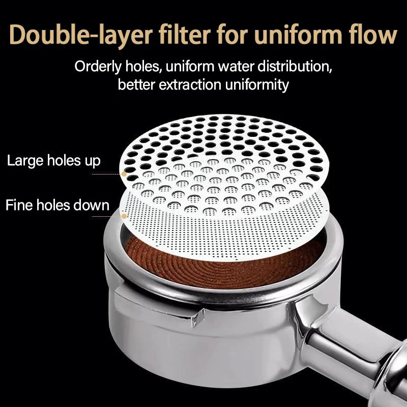 51/53/58mm Reusable Coffee Puck Screen Stainless Steel Double Layer Fine Filter Screen Espresso Accessories KFGL02