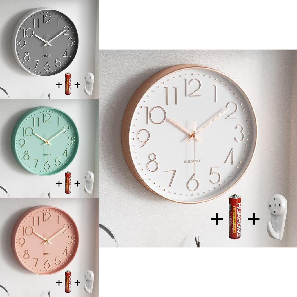 Modern Round Quartz Wall Clock With Silent Motion For Living Room Decor