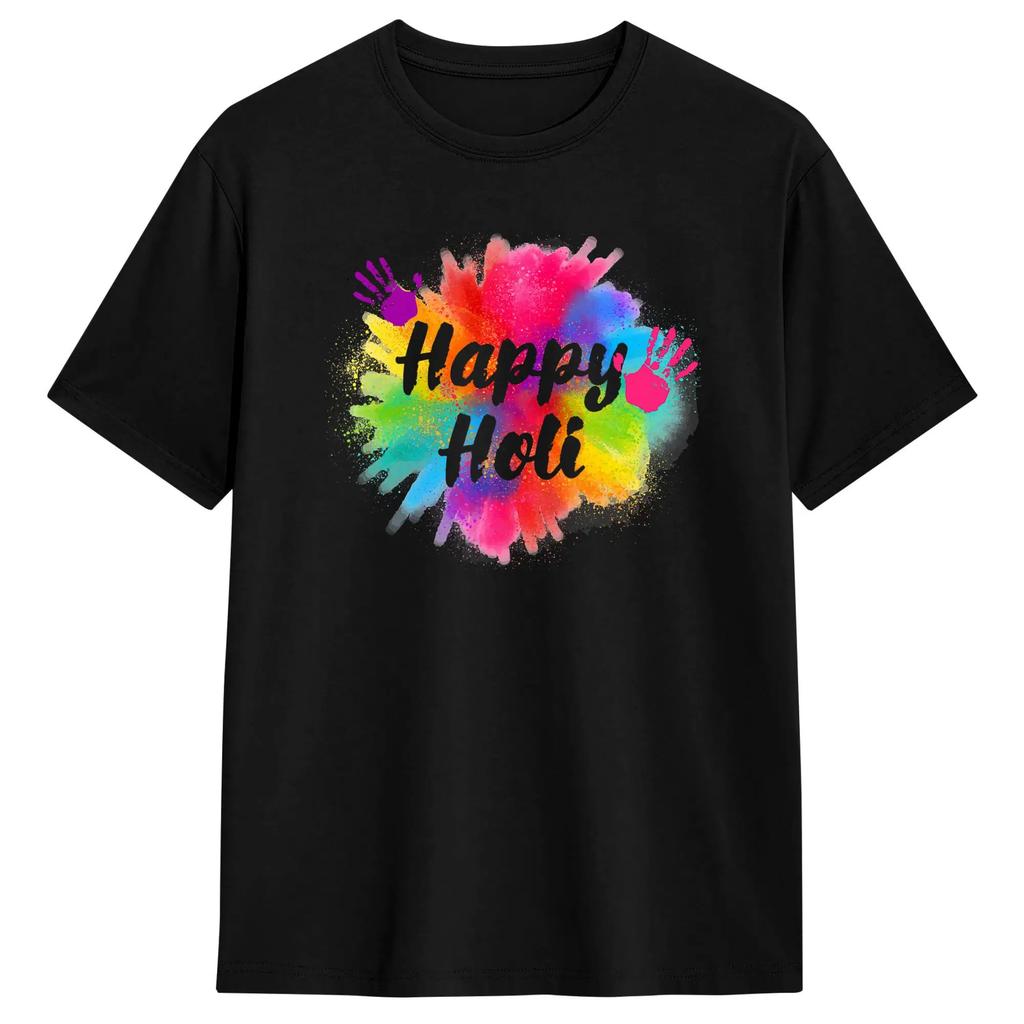 Happy Holi T Shirt WoUnisex s Color India Hindu TShirts For Unisexs Tee Shirt Short Sleeve Y2K Basic Top Tees