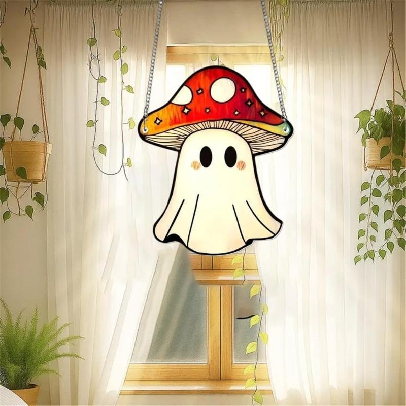 Cartoon Halloween Ghostly 2D Flat Acrylic Wall Decors Light Hanging Craft Ornament For Home Office School Decoration