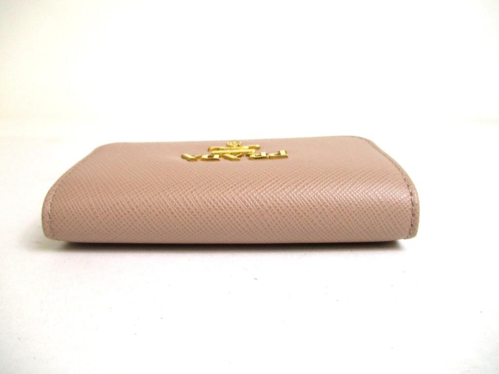 Authentic PRADA Beige Saffiano Metal Leather 4 Pics Key Chain #a542  Refurbished