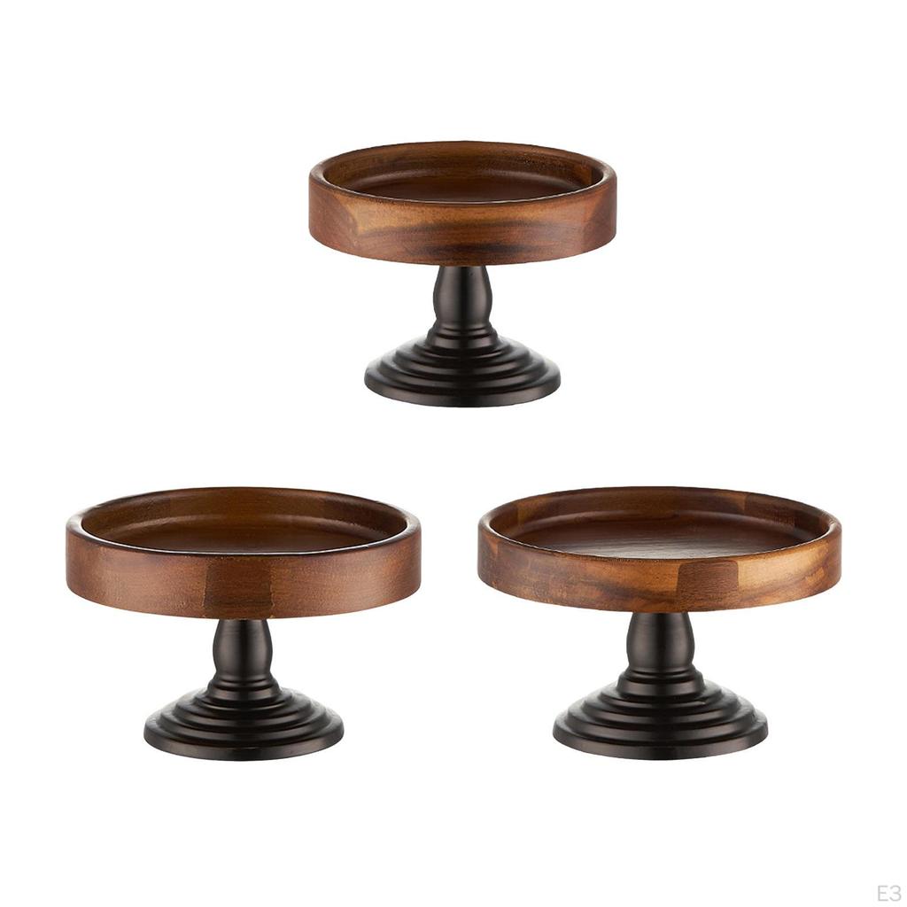 Dekorativní rustikální kulatý dřevěný stojan na dorty, displej, podnos na ovoce, dezertní stůl pro