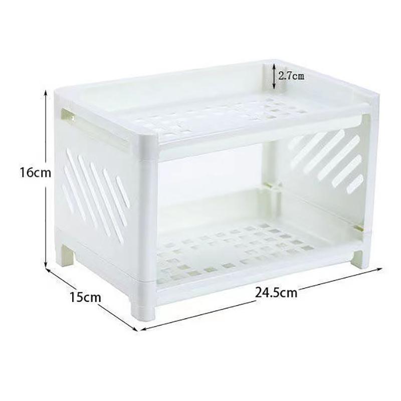 Minimalist Pp Desktop Double Layer Storage Rack Rectangular Organizing Student Desk Office Cosmetics Stationery Storage Shelf