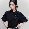 Women Irregular Multi-Button Loose Shirt Summer Short-Sleeved Tops Blouses