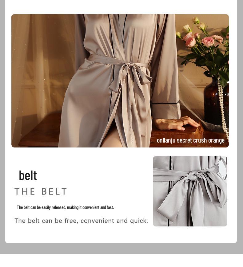 Summer Women's Luxury Silk-Like Cardigan Robe & Pajamas Set