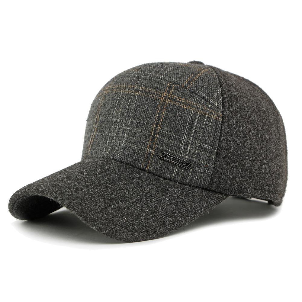 Men's Plaid Wool Blend Baseball Cap - Casual Retro Style Adjustable Hat (5 Color Options)