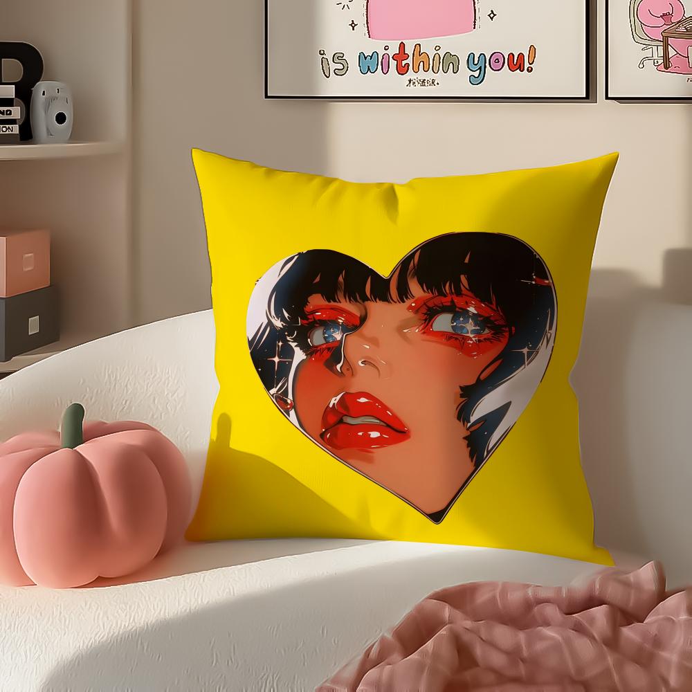 Creative Art Loving Woman Cushion Cover Pillowcase Short Plush Invisible zipper Room Sofa Cushion Cover