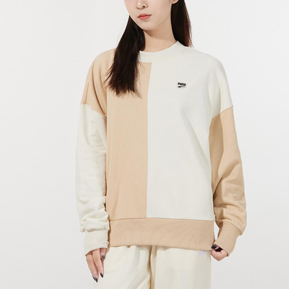 PUMA Downtown Oversized Crew Neck Sweatshirt Women Tops Off-White 533052-20
