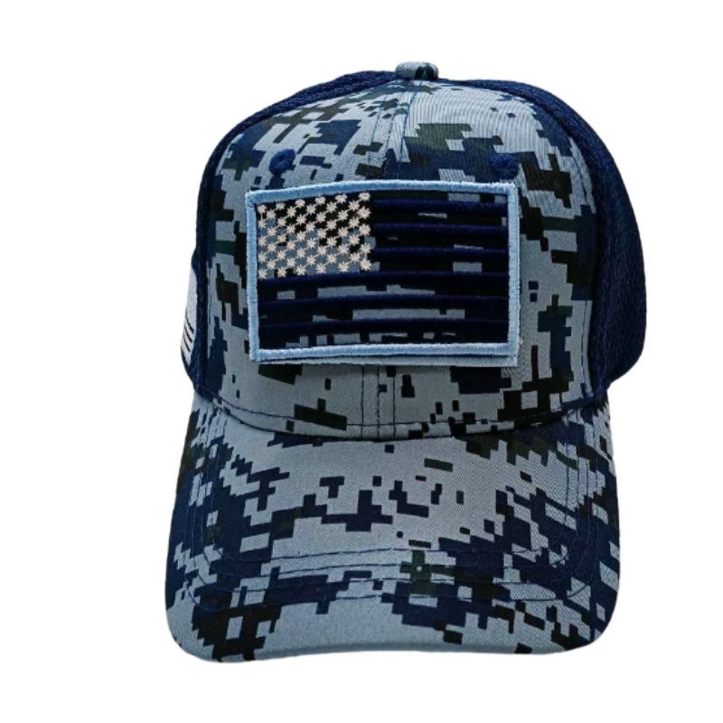 Cross-Border Camo American Flag Baseball Cap with Embroidered Patch - Mesh Duckbill Design for Men
