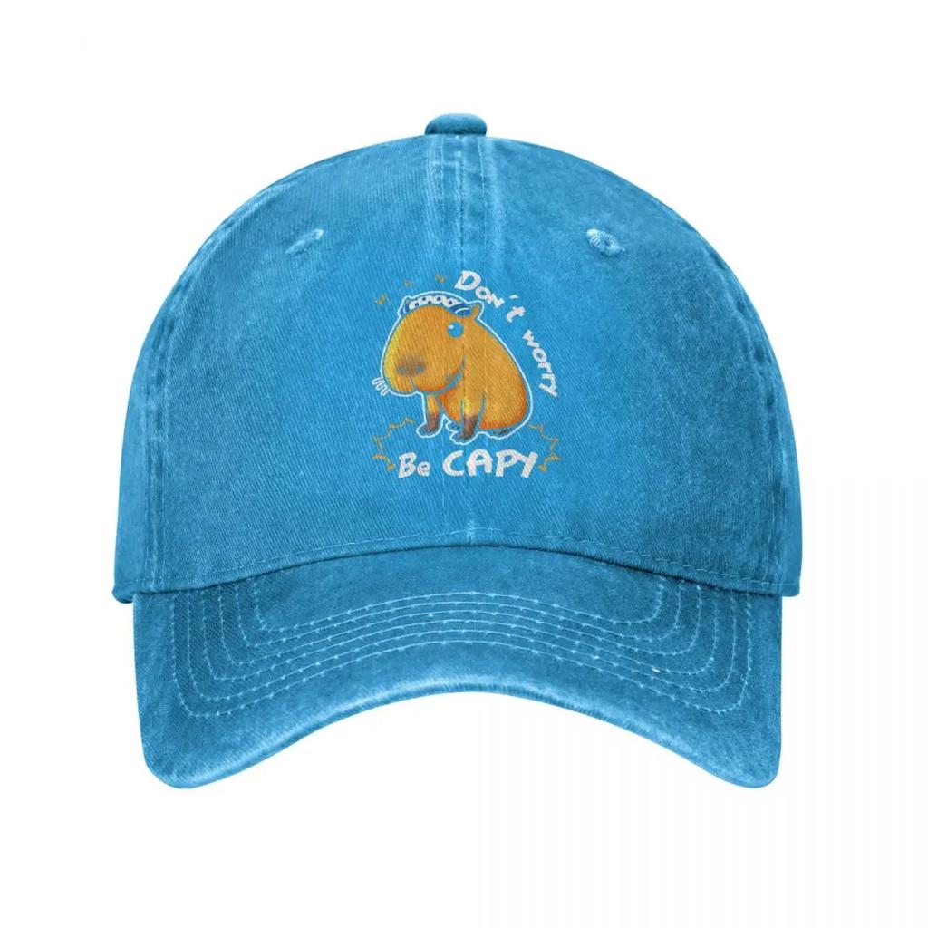 New Classic Denim Capybara Don't Worry Be Capy Baseball Cap Men Women Spring Autumn Sun Hats Kawaii Animal Cap Hats