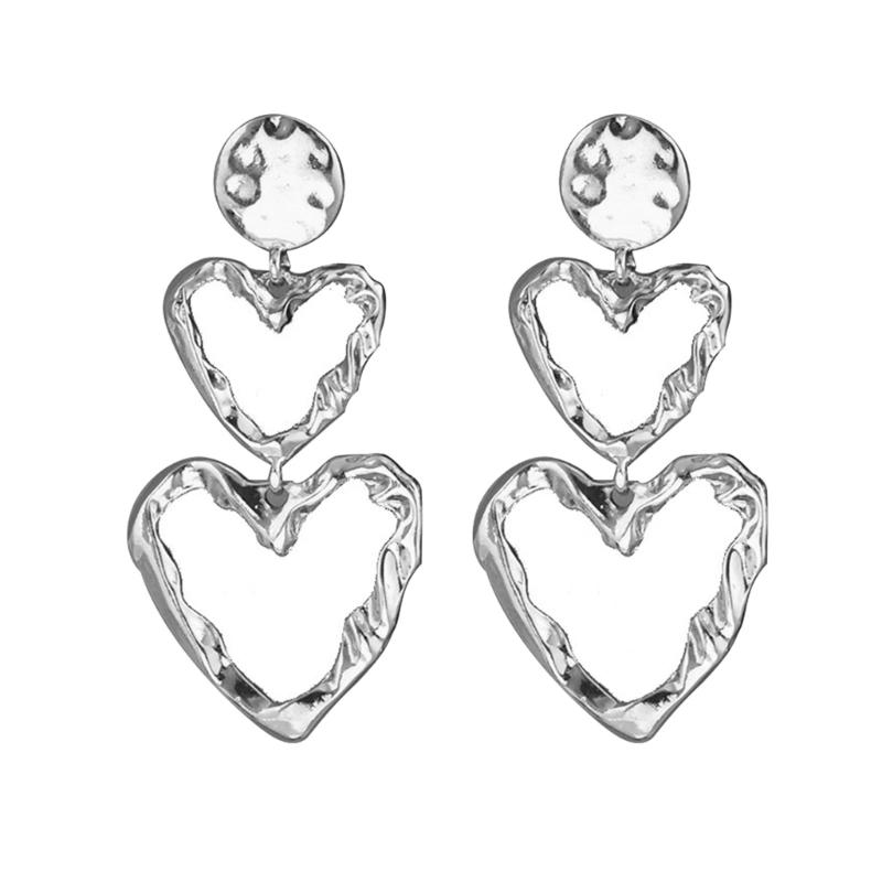 

Преувеличенные Сердце Мятый Металл Серьги Легкие Комфортный Дизайн Ушной Аксессуар Для Повседневной Носки Вечеринки Наряд Подарок