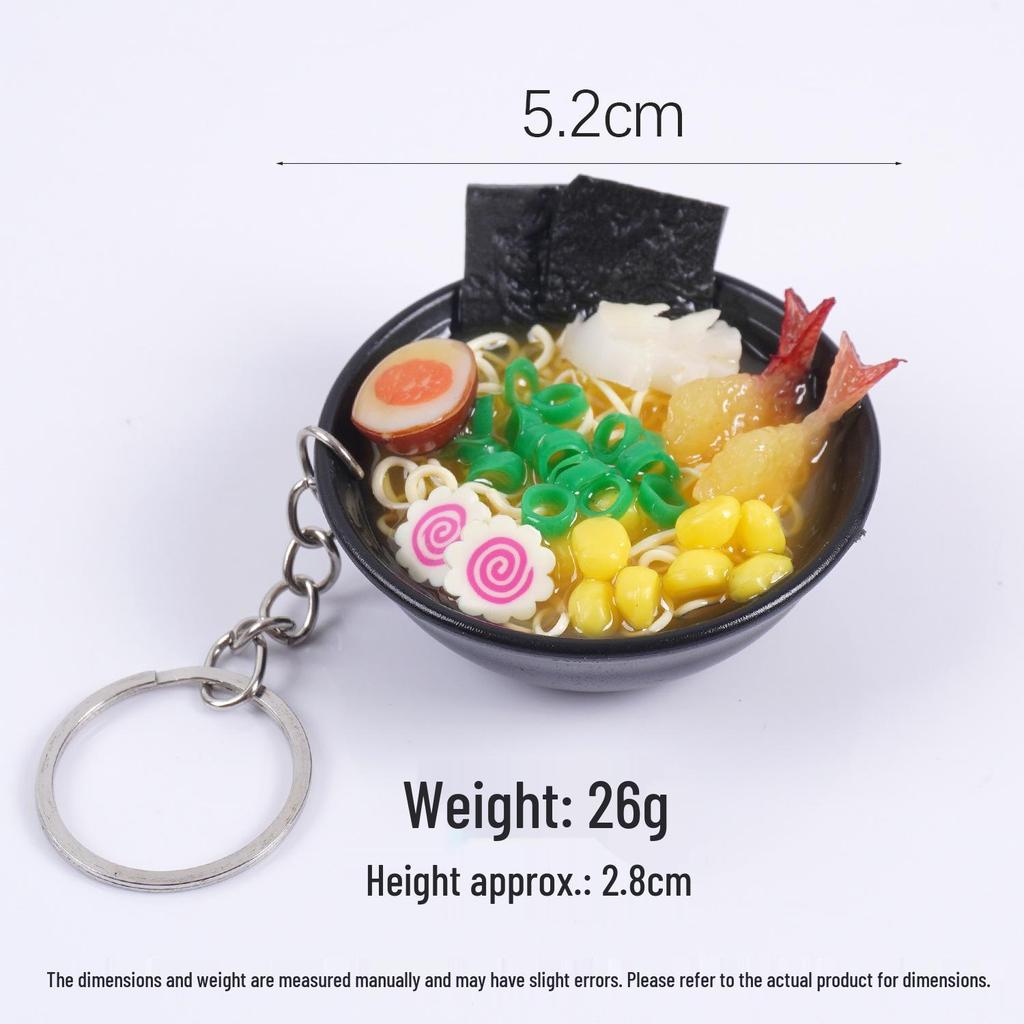 Japanese Ramen Keychain: Large Seafood Noodle Bowl Pendant and Claw Machine Toy