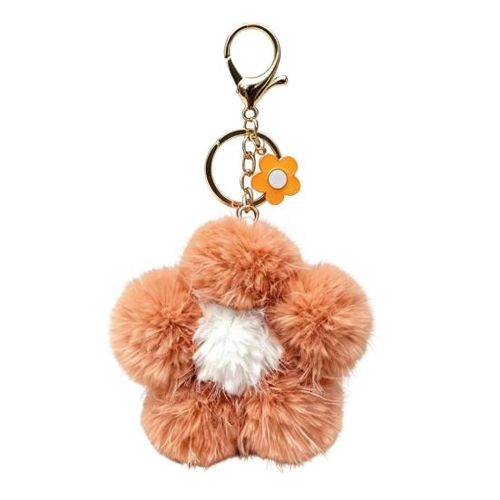 Floral Bag Charm Plush Flower Keychain for Backpack, Fuzzy Keyring Key Chain Charm, Women Girls Handbags Decorative Accessory Aesthetic Purse