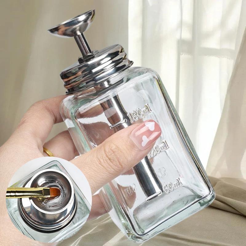 Contenitori per Unghie Bottiglie di Vetro Ricaricabili Vuote Dispenser con Pompa Pressa Liquido Strumenti per Manicure Smalto per Unghie Rimuovi Smalto Detergente Trucco