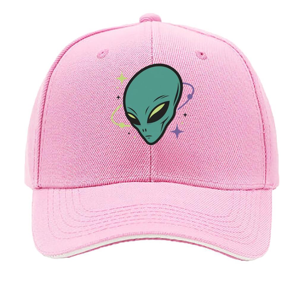 Retro Cosmic Visitor Face Emblem Sandwich Baseball Cap Sun Cap Outdoor Workouts Hat