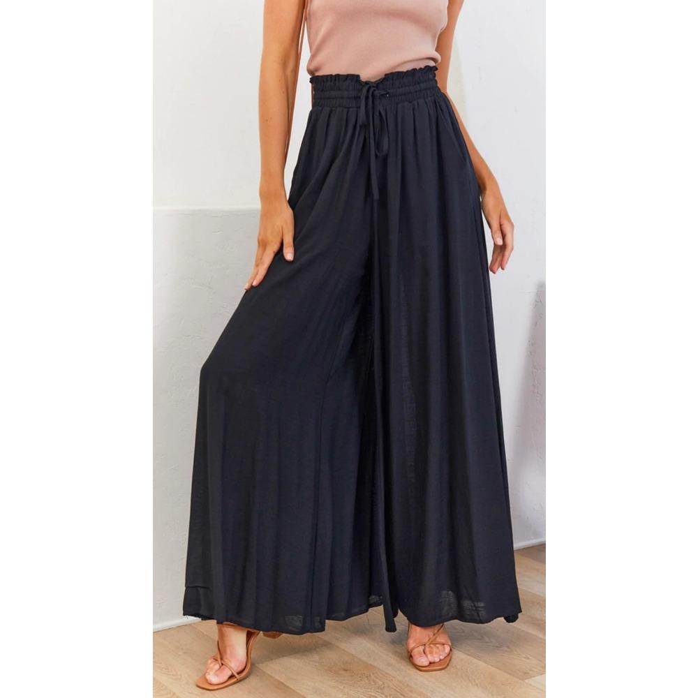 Women's Spring and Summer New Wide-legged Pants Elastic Waistband Wide-legged High-waisted Long Skirt Pants Female