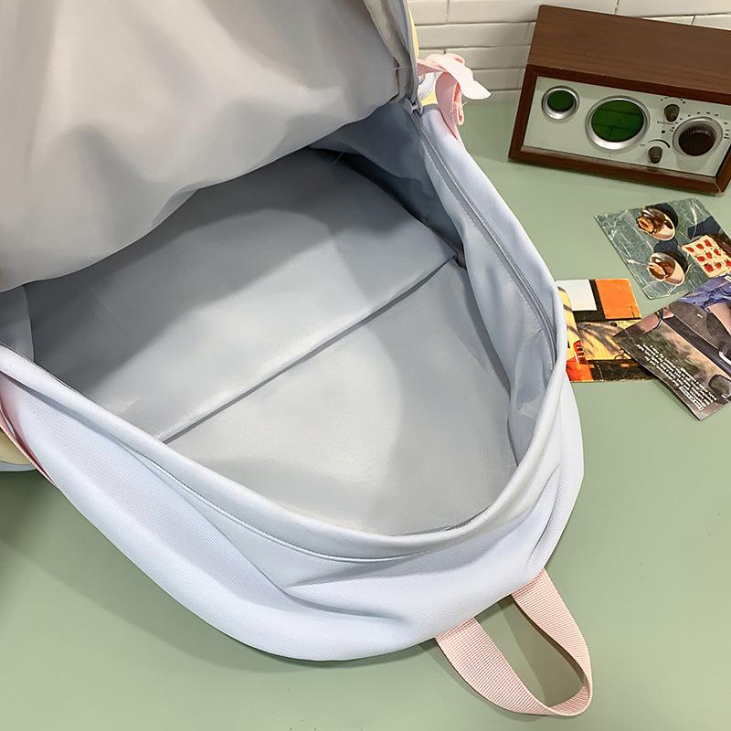 School bag female high-value color contrast splicing high school student two-dimensional pain sweet middle back