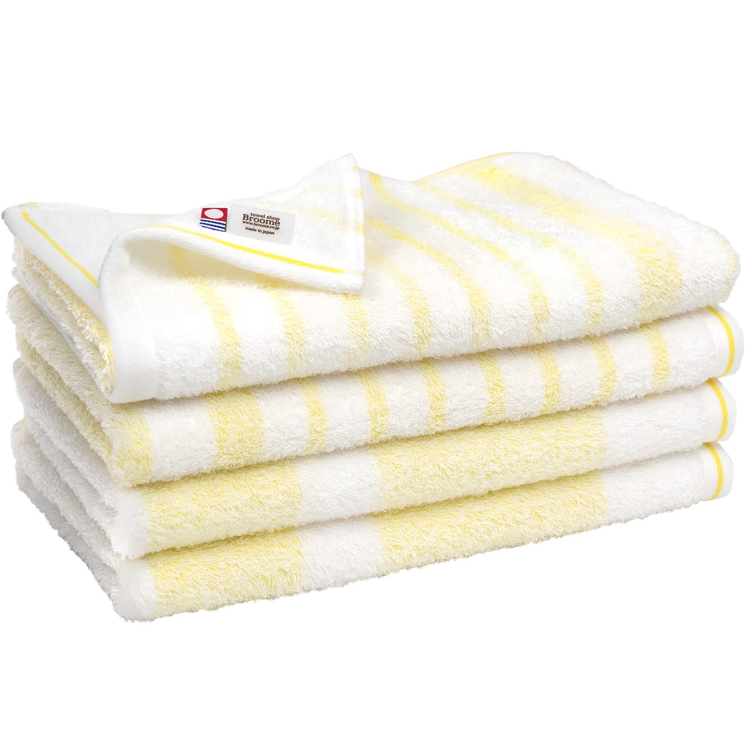 

Bloom Imabari Towel Long Face Set of Natural Indoor 32 x Made in Japan Towels, 4, Border, Absorbent, Quick-Drying, Drying, Soft, 110cm, 100% Cotton,