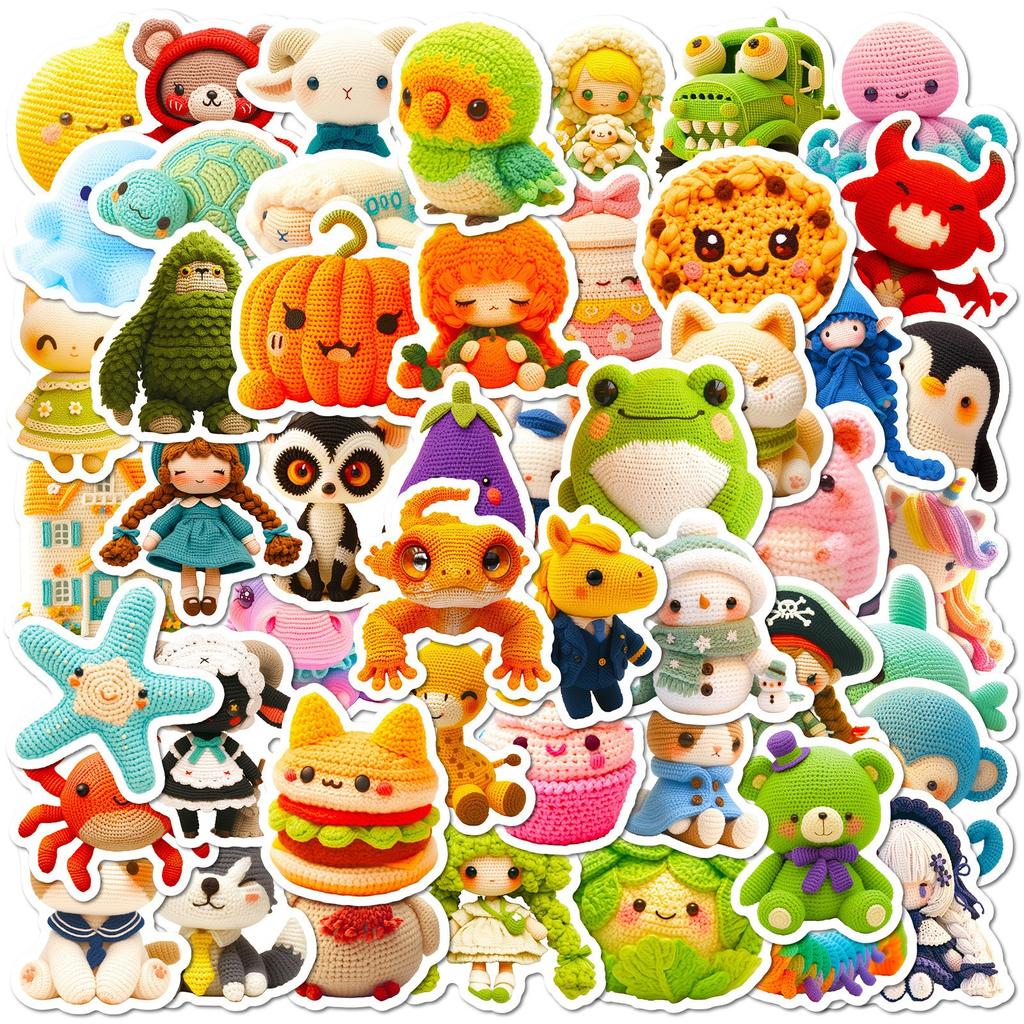 50 Crochet Doll Cartoon Graffiti Stickers TUMU Frog Starfish Ins Style Decorative Suitcase