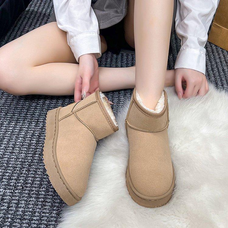 Women's Large Size Soft Sole Winter Warm Fur Snow Boots Padded Lined Ankle Boots Anti-slip Hiking Casual Sports Cotton Boots